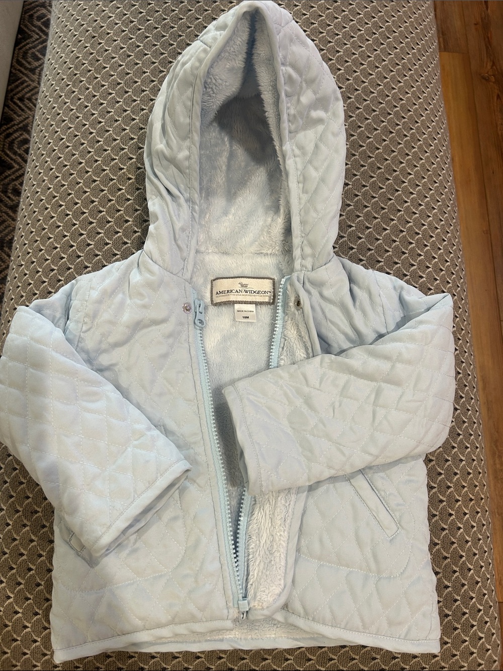 American Widgeon Light Blue Quilted Hooded Kids Jacket